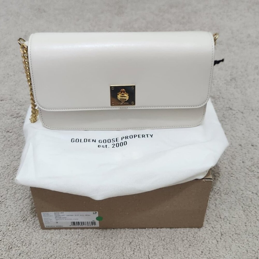 Golden Goose Gioia Bag in butter-colored boarded leather with gold details